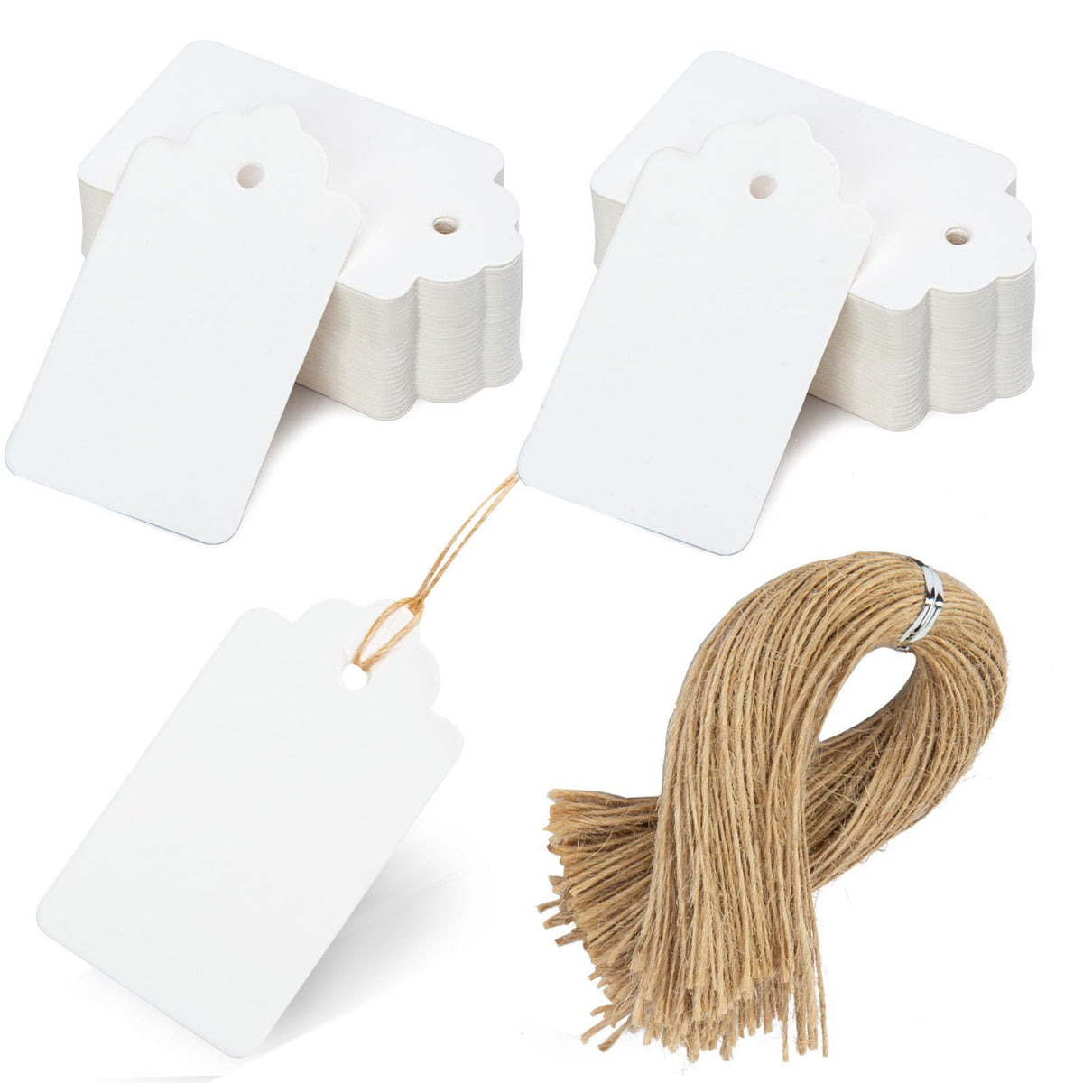 SALLYFASHION 100PCS Gift Tags with String Attached, Kraft Paper Hang Tags