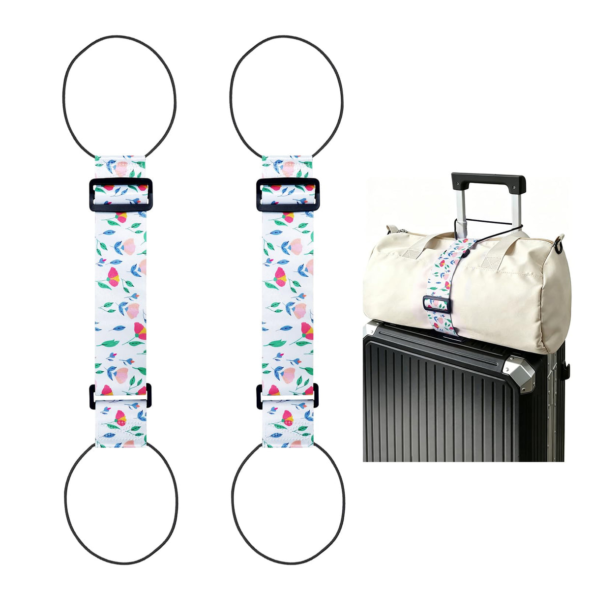 2 Pack Multi Use Strong Adjustable Luggage Connector Straps for Suitcases
