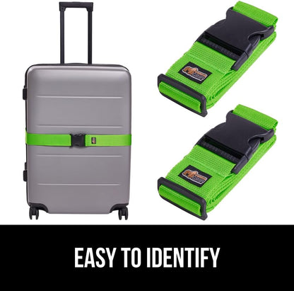 GORILLA GRIP Heavy Duty Luggage Straps for Suitcase, 2 Pack Green