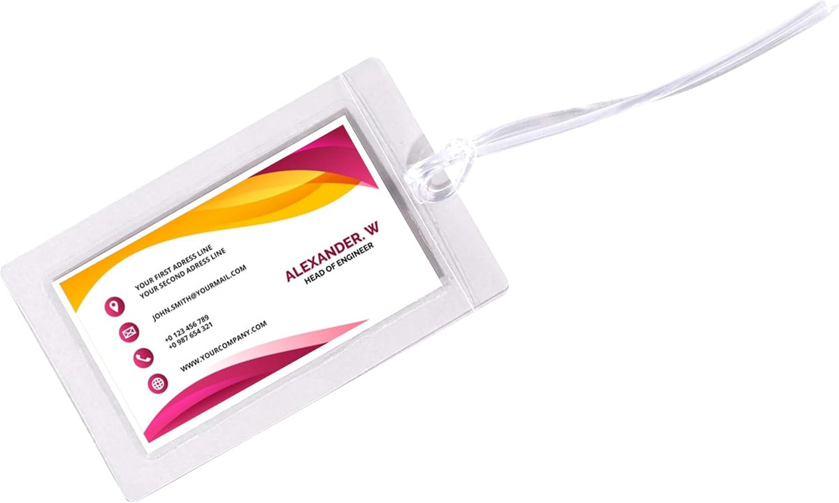C-Line Cleer Adheer Luggage Tags w/Straps, Clear, 10 Pack (65107)