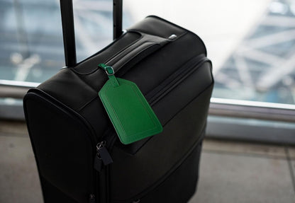Emerald Green Genuine Top Grain Leather Luggage Tag