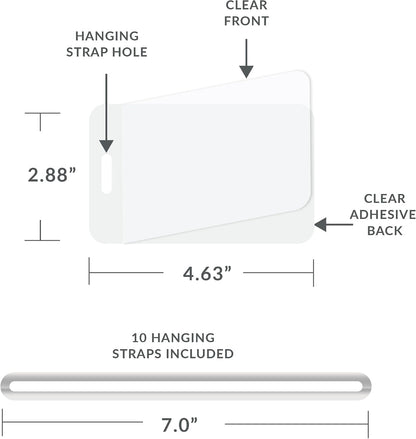 C-Line Cleer Adheer Luggage Tags w/Straps, Clear, 10 Pack (65107)