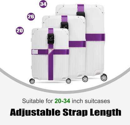 Luggage Straps TSA Approved with Lock,Suitcase Straps with Tags Purple1Pack
