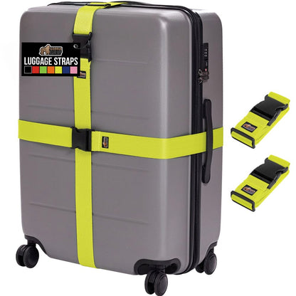 GORILLA GRIP Heavy Duty Luggage Straps for Suitcase, 4 Pack, Black
