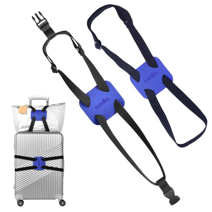 Luggage Straps Bag Bungee， Luggage Straps Suitcase Adjustable Belt，Add a Bag Easy to Travel Suitcase Elastic Strap Belt – (Black)