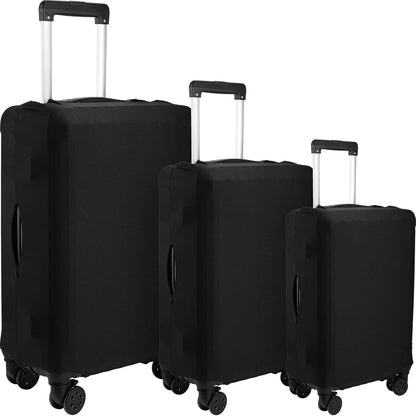 Kajaia 3 Pcs Luggage Cover Suitcase Protector Travel Suitcase Cover Anti Scratch Luggage Protector Washable Fits 18-28 Inch Luggage (Black)