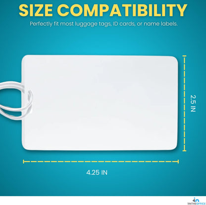 1InTheOffice Laminating Luggage Tags with Loops, Laminating Pouches 5 Mil, Luggage Tag Pouches, 2 1/2" x 4 1/4", 50 Pack