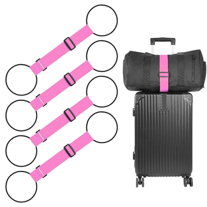 BILIONE Adjustable Luggage Connector Straps for Suitcases 2-Pack (Black)