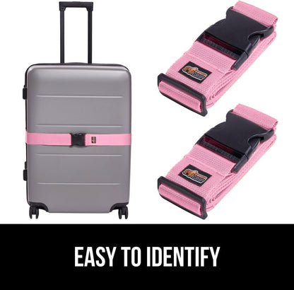 GORILLA GRIP Heavy Duty Luggage Straps for Suitcase, 4 Pack, Pink