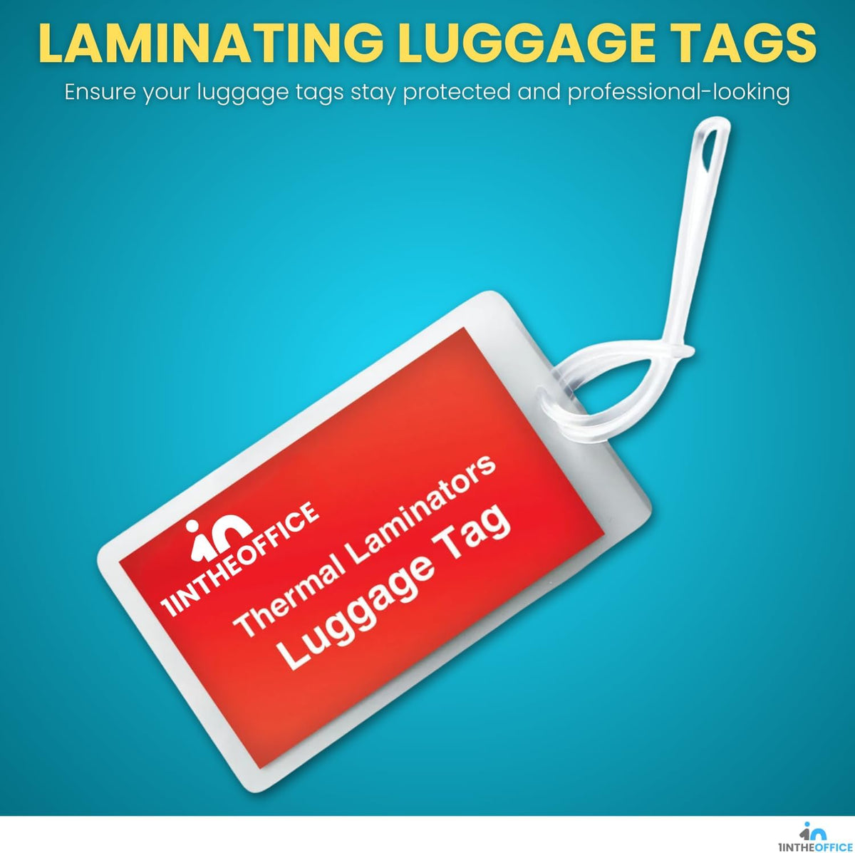 1InTheOffice Laminating Luggage Tags with Loops, Laminating Pouches 5 Mil, Luggage Tag Pouches, 2 1/2" x 4 1/4", 50 Pack