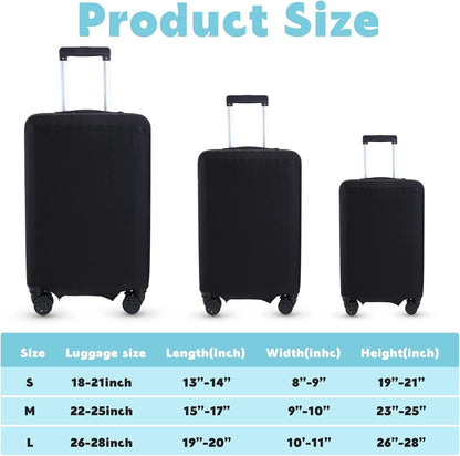 Kajaia 3 Pcs Luggage Cover Suitcase Protector Travel Suitcase Cover Anti Scratch Luggage Protector Washable Fits 18-28 Inch Luggage (Black)