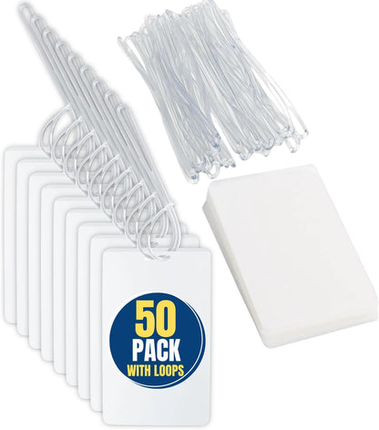 1InTheOffice Laminating Luggage Tags with Loops, Laminating Pouches 5 Mil, Luggage Tag Pouches, 2 1/2" x 4 1/4", 50 Pack