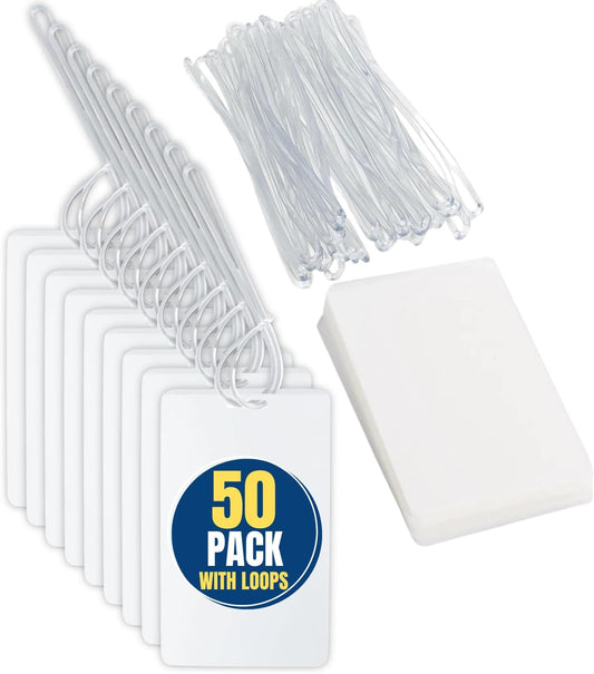 1InTheOffice Laminating Luggage Tags with Loops, Laminating Pouches 5 Mil, Luggage Tag Pouches, 2 1/2" x 4 1/4", 50 Pack