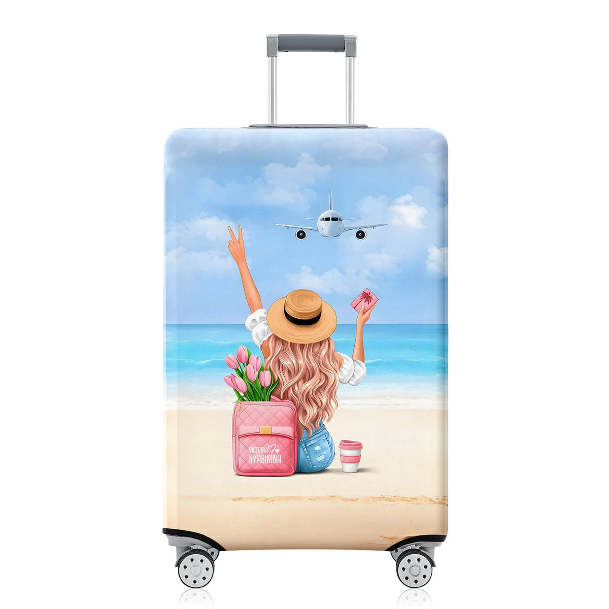 Fashion Accessory Travel Luggage Cover Fashion Girl Perfume and Lipstick and Heels Travel Suitcase Cover Anti-scratch Suitcase cover Fits 18-20 Inch
