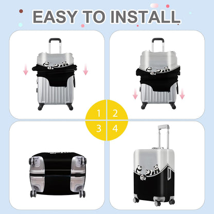 ANNA QUEEN Panda Family Luggage Cover, Cute Panda Design Suitcase Protector, Stretchable Washable Travel Sleeve for 28-30 Inch Luggage