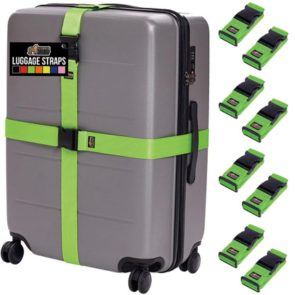 GORILLA GRIP Heavy Duty Luggage Straps for Suitcase, 4 Pack, Blue
