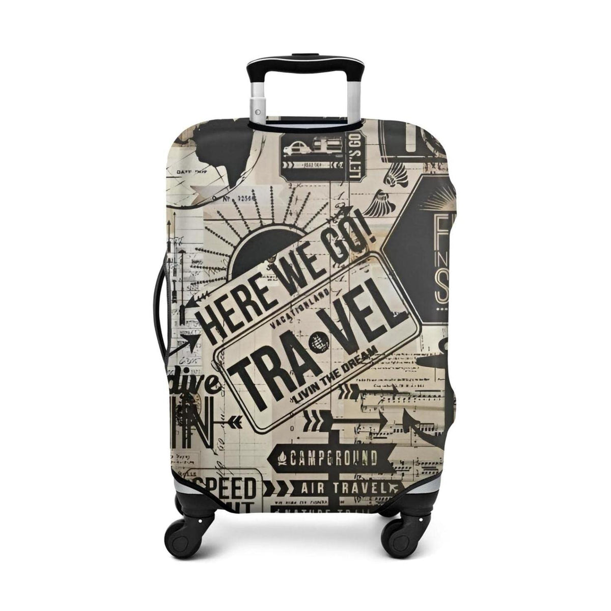 Travel Luggage Cover - Here we go Travel, Fit 25-28 Inch Luggage