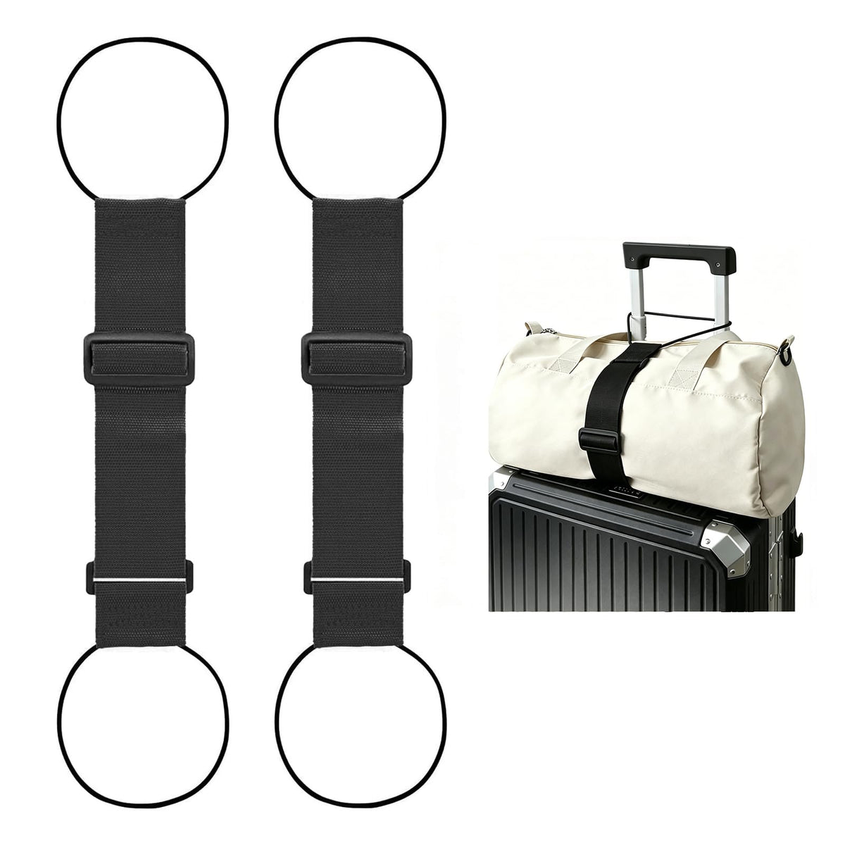 2 Pack Multi Use Strong Adjustable Luggage Connector Straps for Suitcases