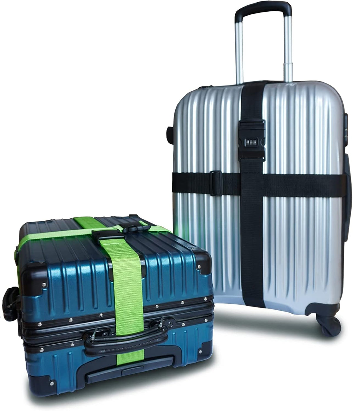 2 PCS Luggage Strap 78" x 2" Suitcase Belts Wide Adjustable Packing Straps Travel Accessories, Black&Combination Lock