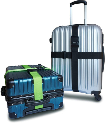 2 PCS Luggage Strap 78" x 2" Suitcase Belts Wide Adjustable Packing Straps Travel Accessories, Black&Combination Lock