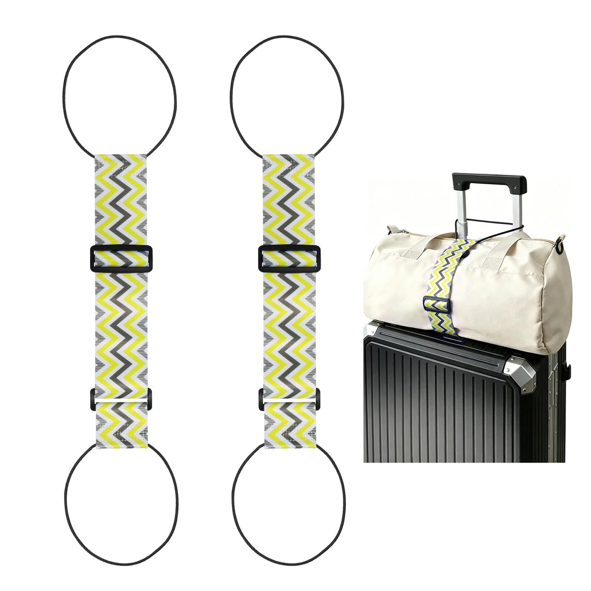 2 Pack Multi Use Strong Adjustable Luggage Connector Straps for Suitcases