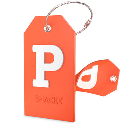 Shacke Initial Luggage Tag with Privacy Cover & Steel Loop (Aqua Teal, P)