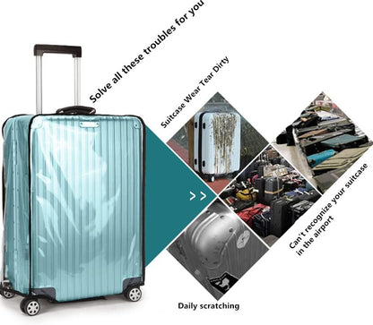 28 Inch Waterproof Clear Suitcase Cover (Black Trim)