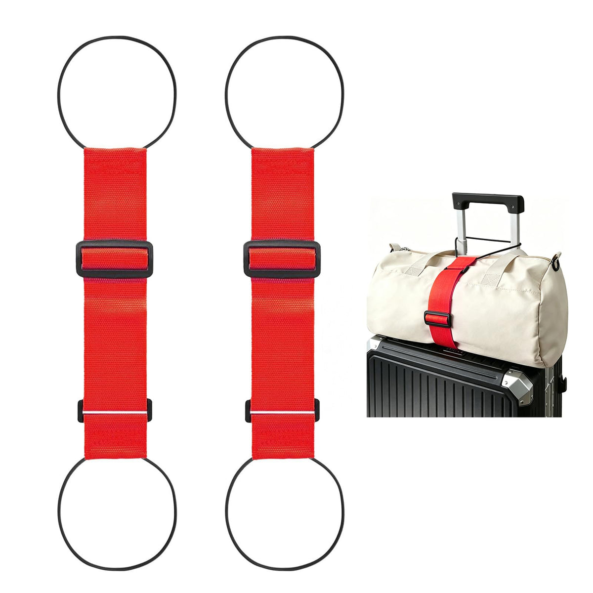 2 Pack Multi Use Strong Adjustable Luggage Connector Straps for Suitcases