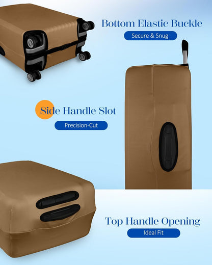 Slohif Luggage Cover for Suitcase Tsa Approved Protector - Luggage Sleeve Suit Case Cover Travel Stretch Large Baggage Case Protective Washable Fit 21-23 Inch Brown