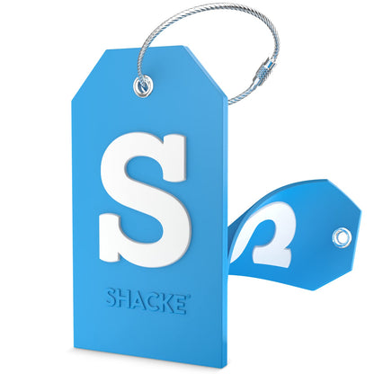 Shacke Initial Luggage Tag with Privacy Cover & Steel Loop (Aqua Teal, P)