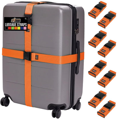 GORILLA GRIP Heavy Duty Luggage Straps for Suitcase, 4 Pack, Blue