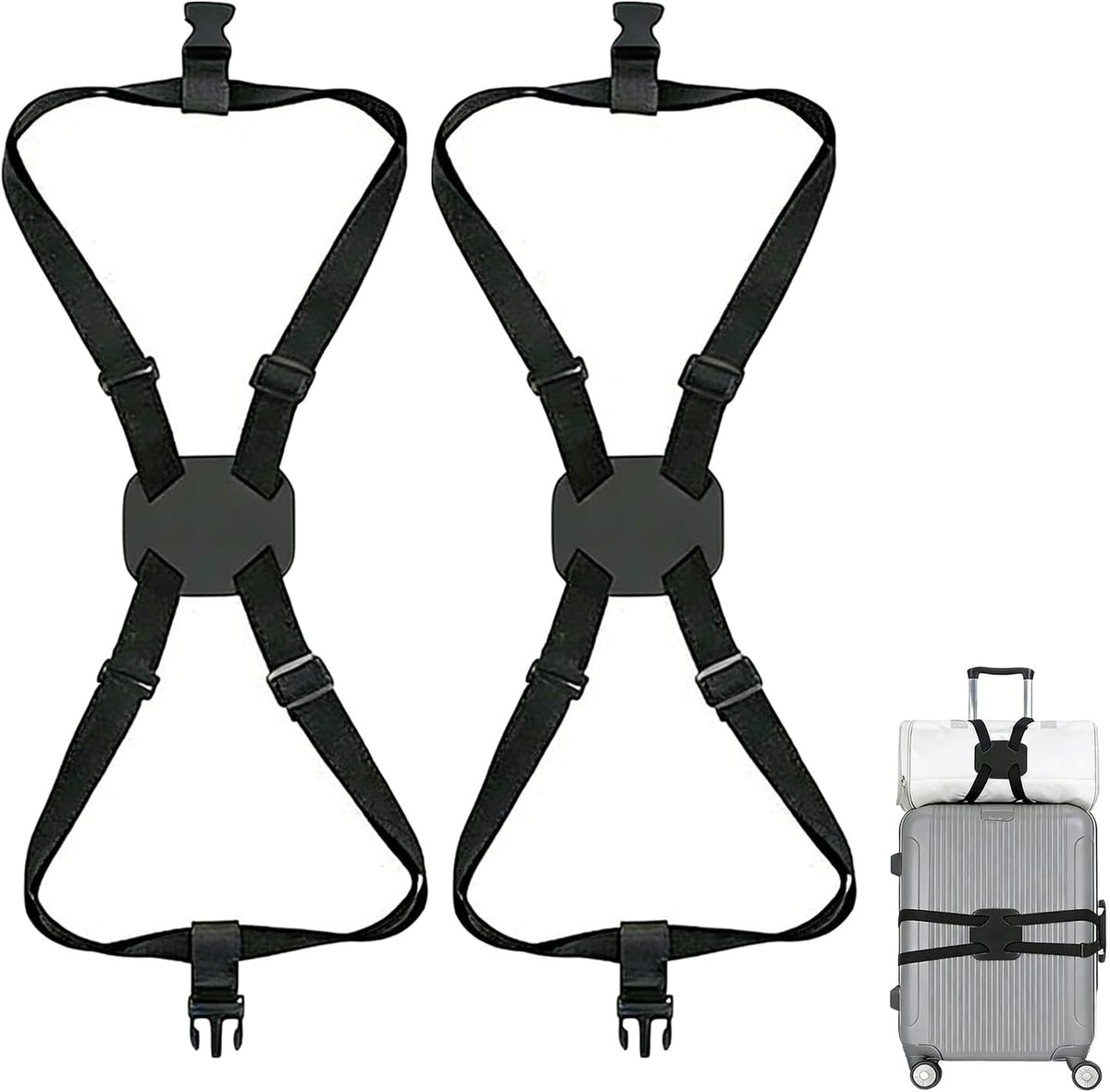 Luggage Straps Bag Bungee,Luggage Straps for Suitcases,Suitcase Straps,Elastic Strap,Ajustable Elastic Bungee Belt 2 Pack,Add a Bag Easy to Travel Suitcase,Travel Suitcase Bag Accessories.(Black)