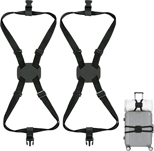 Luggage Straps Bag Bungee,Luggage Straps for Suitcases,Suitcase Straps,Elastic Strap,Ajustable Elastic Bungee Belt 2 Pack,Add a Bag Easy to Travel Suitcase,Travel Suitcase Bag Accessories.(Black)