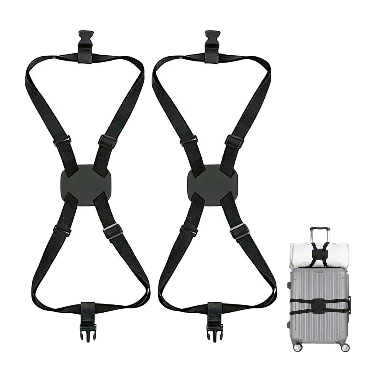 Luggage Straps Bag Bungee,Luggage Straps for Suitcases,Suitcase Straps,Elastic Strap,Ajustable Elastic Bungee Belt 2 Pack,Add a Bag Easy to Travel Suitcase,Travel Suitcase Bag Accessories.(Black)