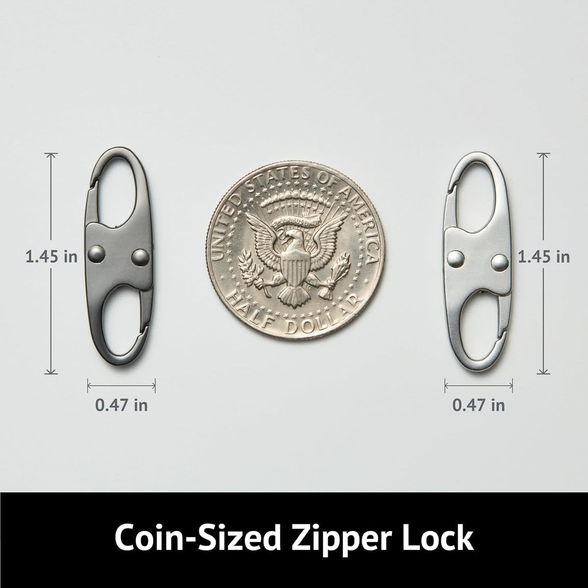 zelin Anti Theft Zipper Clips, Travel Essentials, Carabiner, 4Pcs Grey