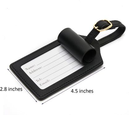Luggage Tag PU Leather for Suitcase Baggage Handbag Travel Bag Label Suitcase Tag Label Tag w. Name Card & Privacy Cover (B)