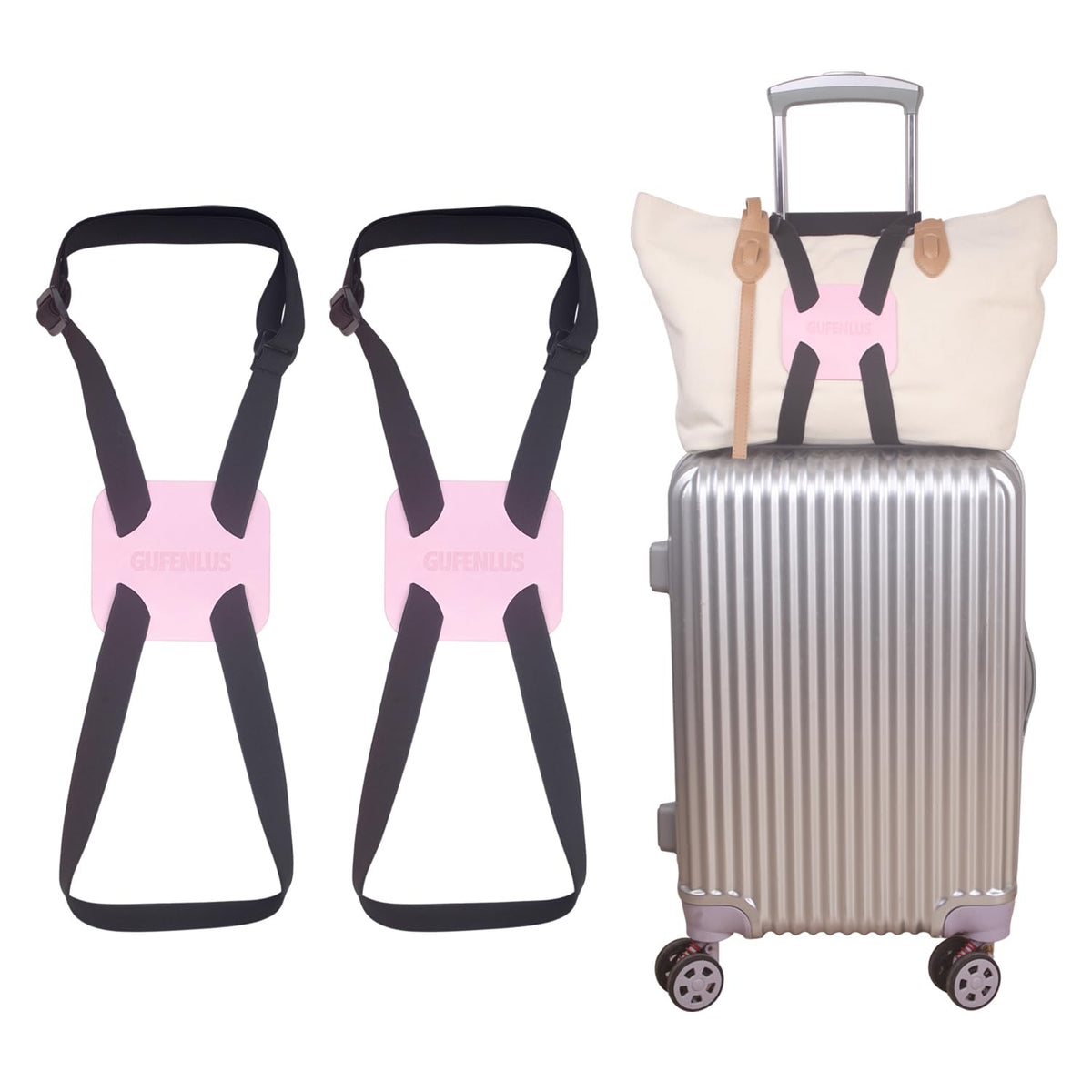 Luggage Bungee Luggage Straps for suitcases，Bag Bungee for Luggage，Adjustable Size Luggage Straps and Elastic Travel Accessories- 2 Pack (Black-2)