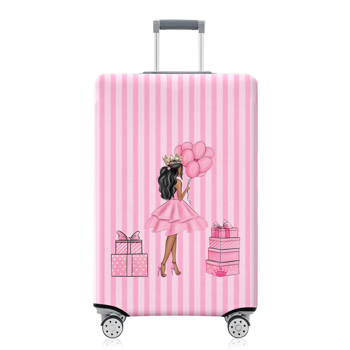 Fashion Accessory Travel Luggage Cover Fashion Girl Perfume and Lipstick and Heels Travel Suitcase Cover Anti-scratch Suitcase cover Fits 18-20 Inch