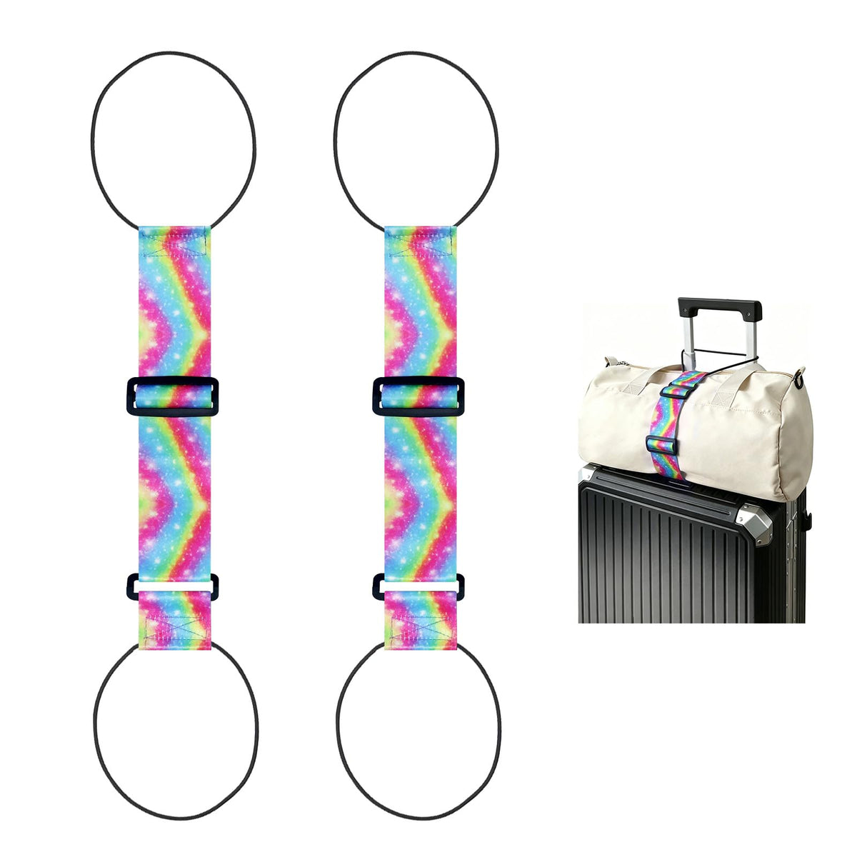 2 Pack Multi Use Strong Adjustable Luggage Connector Straps for Suitcases