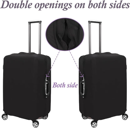 Klmnop 3 Pack Suitcase Covers for Luggage 18-28 Inch - Elastic, Scratch-Resistant Luggage Protectors | Washable Travel Luggage Cover Set(Black)