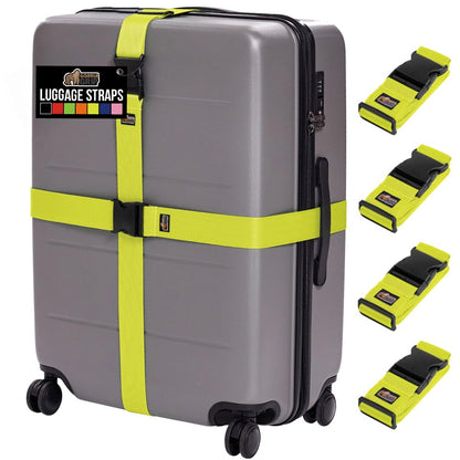 GORILLA GRIP Heavy Duty Luggage Straps for Suitcase, 4 Pack, Black