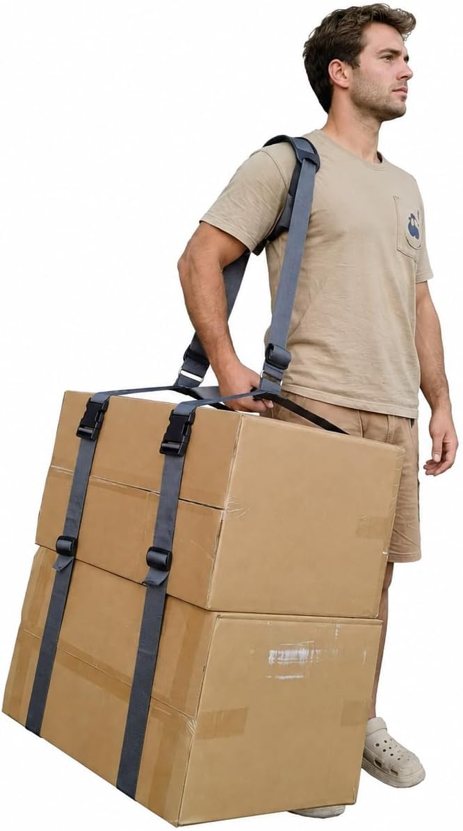 Moving and Lifting Straps for Single Person Use, Heavy Duty Boxes Mover System,Travel,Outdoor,Both Shoulders Carrying Travel Bag Adjustable Carrying Belt