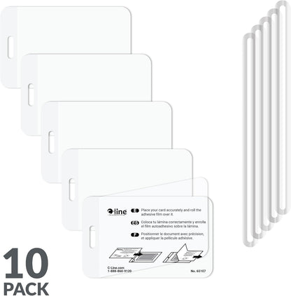 C-Line Cleer Adheer Luggage Tags w/Straps, Clear, 10 Pack (65107)