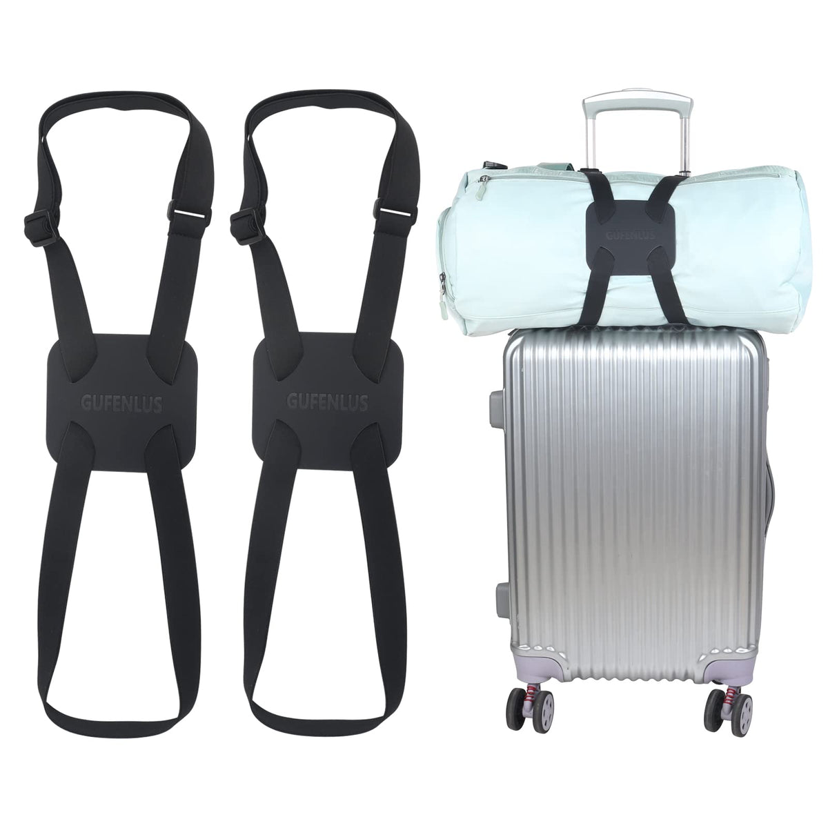 Luggage Bungee Luggage Straps for suitcases，Bag Bungee for Luggage，Adjustable Size Luggage Straps and Elastic Travel Accessories- 2 Pack (Black-2)