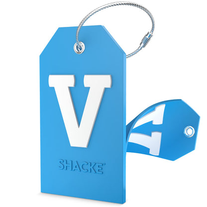 Shacke Initial Luggage Tag with Privacy Cover & Steel Loop (Aqua Teal, P)