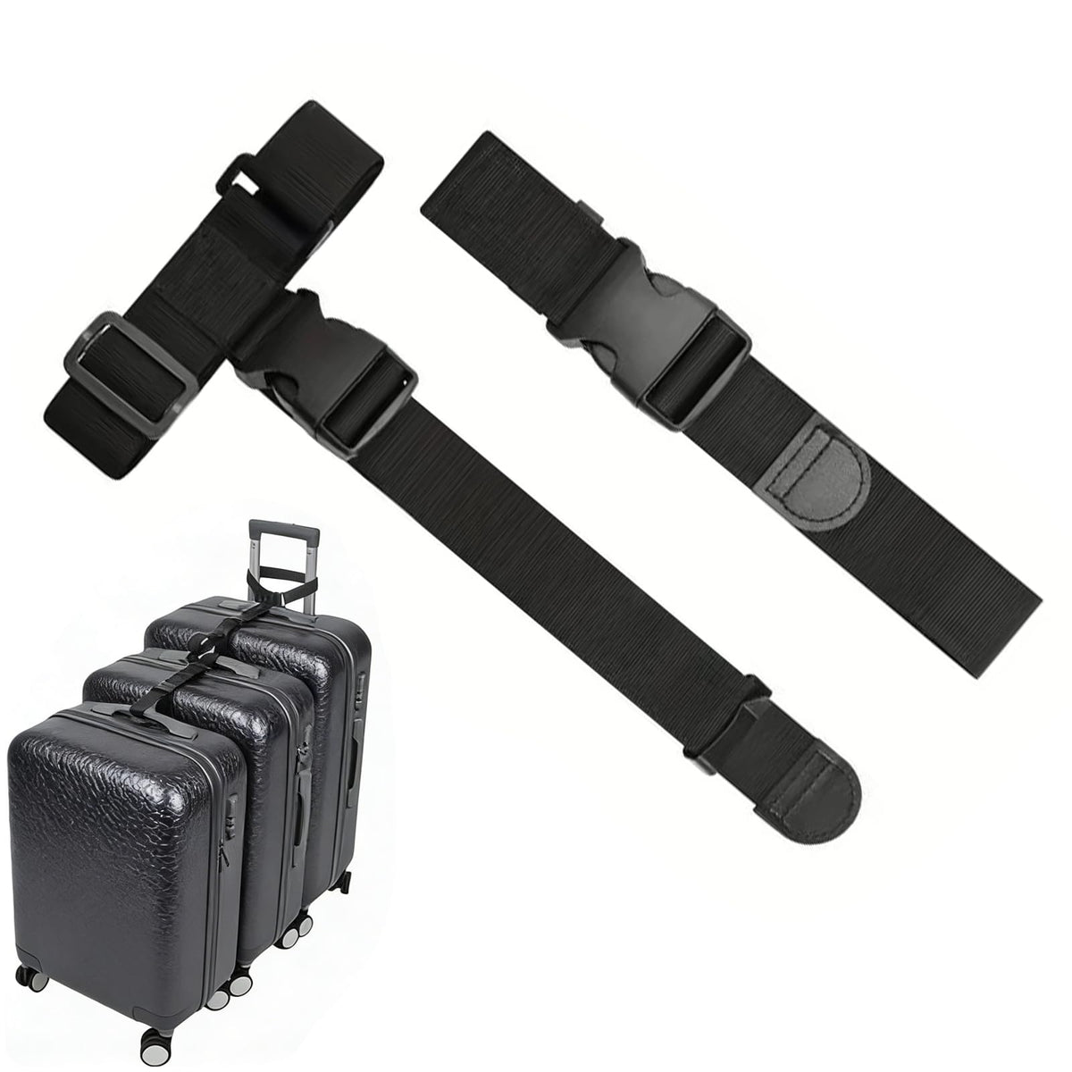 Luggage Straps Bag Bungee,Luggage Straps for Suitcases,Suitcase Straps,Elastic Strap,Ajustable Elastic Bungee Belt 2 Pack,Add a Bag Easy to Travel Suitcase,Travel Suitcase Bag Accessories.(Black)