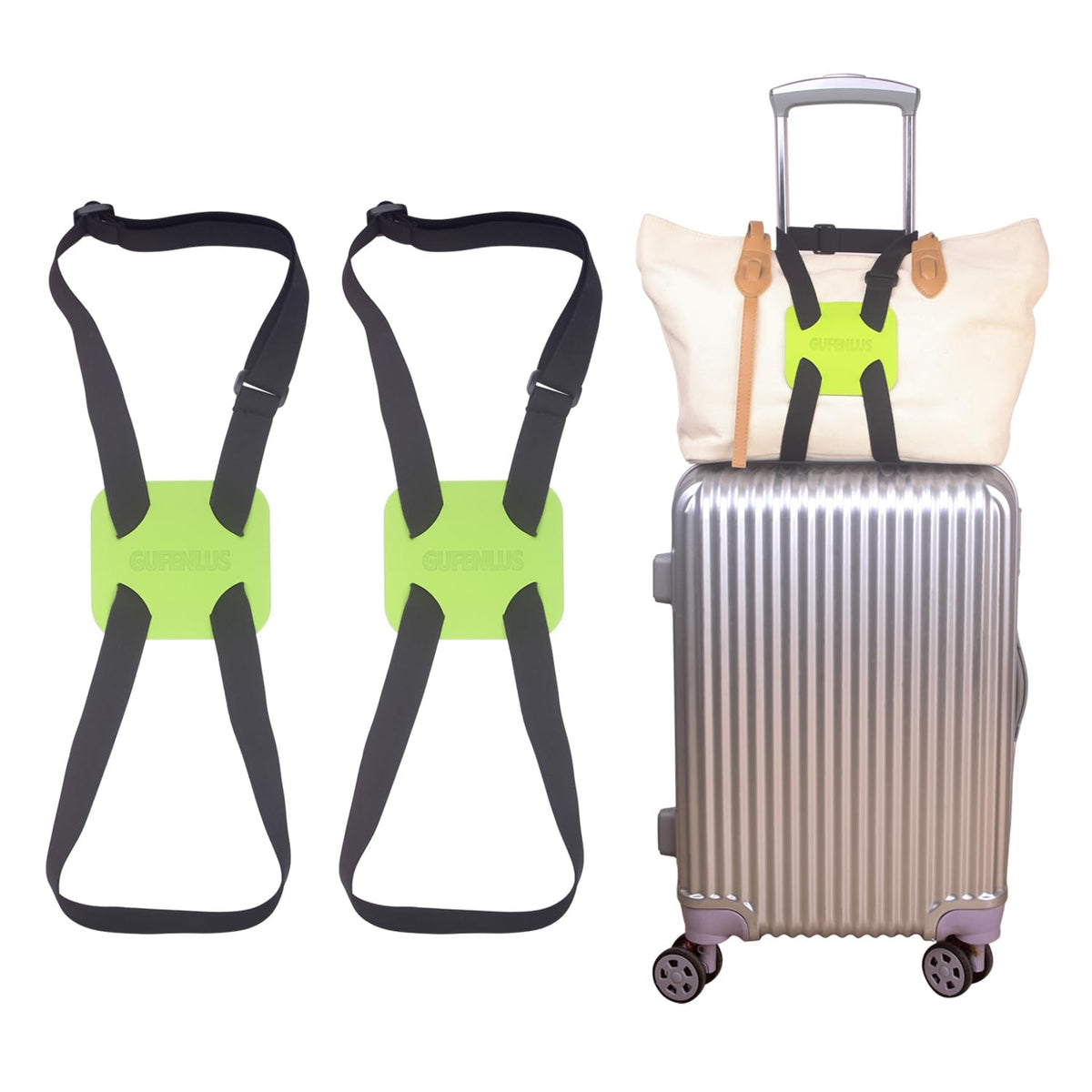Luggage Bungee Luggage Straps for suitcases，Bag Bungee for Luggage，Adjustable Size Luggage Straps and Elastic Travel Accessories- 2 Pack (Black-2)
