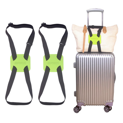 Luggage Bungee Luggage Straps for suitcases，Bag Bungee for Luggage，Adjustable Size Luggage Straps and Elastic Travel Accessories- 2 Pack (Black-2)