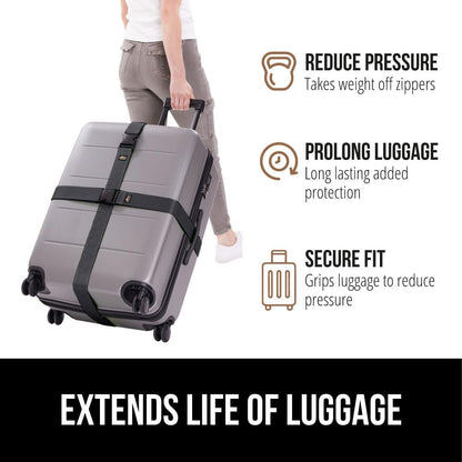 GORILLA GRIP Heavy Duty Luggage Straps for Suitcase, 4 Pack, Black