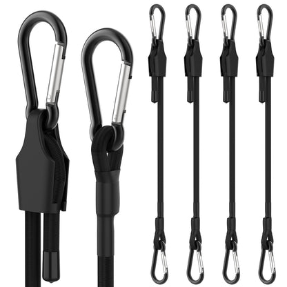 SDTC Tech 12 Inch Adjustable Bungee Cords with Carabiner Hooks